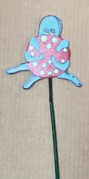 Holz-Tintenfisch, Wasserball rot mit weissen Tupfen